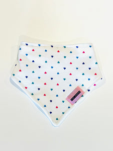 Tiny Colorful Hearts Cotton Bandana Bib