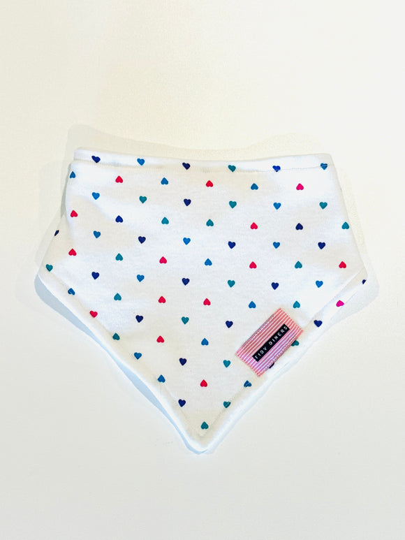 Tiny Colorful Hearts Cotton Bandana Bib