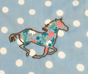Flowered Horse Running Silhouette
