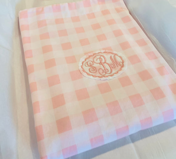 Pale Pink  Buffalo Check Baby Blanket