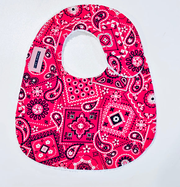 Hot Pink and White Western Style Baby Bib