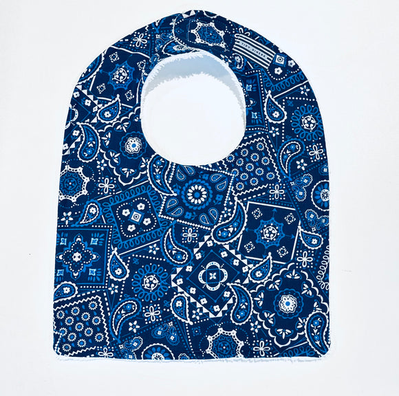 Many Blues and White Western Style Baby Bib