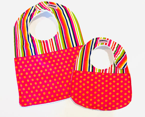 Colorful Stripes and Dots Baby Bib