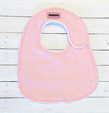 Pink & White Gingham Seersucker Baby Bib