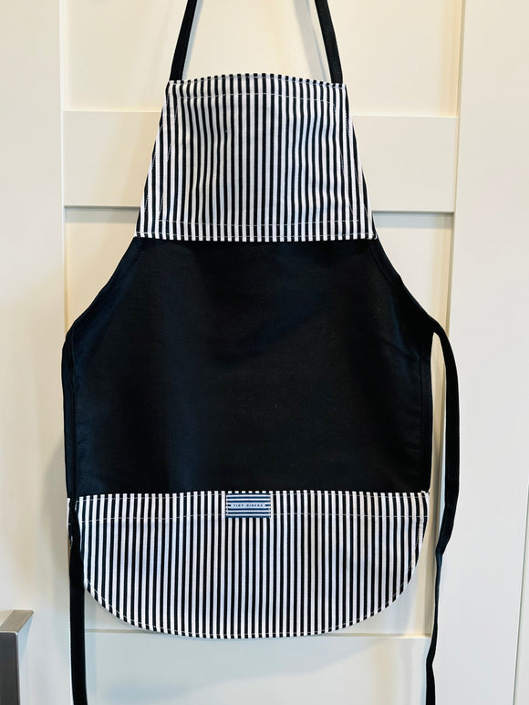 Black & White Stripe Black Toddler Apron