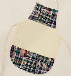 Classic Madras Plaid Styles on Natural Color Toddler Apron