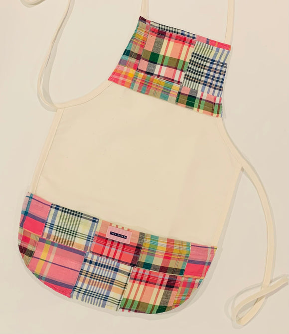 Classic Madras Plaid Styles on Natural Color Toddler Apron