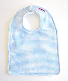 Sky Blue and White Gingham Seersucker Baby Bib