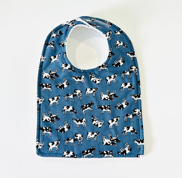 Baby Bib - Cows on Blue