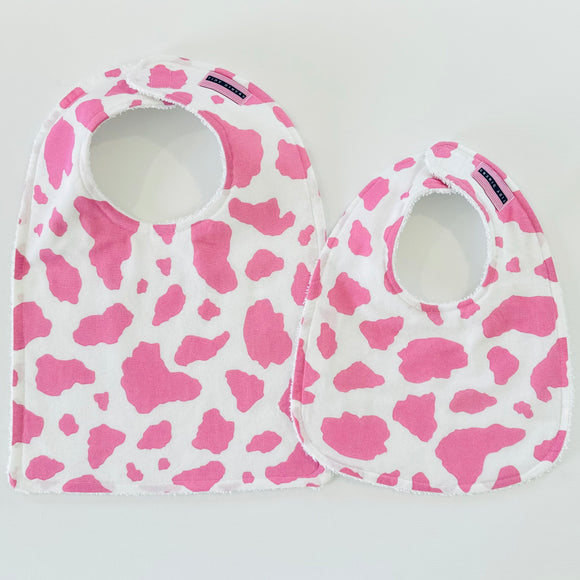 Pink Cow Hide Print Baby Bib
