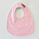 Pink & White Gingham Seersucker Baby Bib