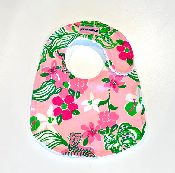 Pretty Pink & Green Floral Lilly Style Baby Bib