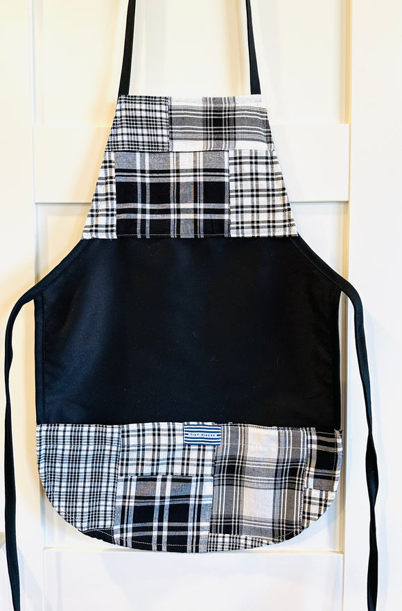 Black and White Madras Plaid Black Child's Apron