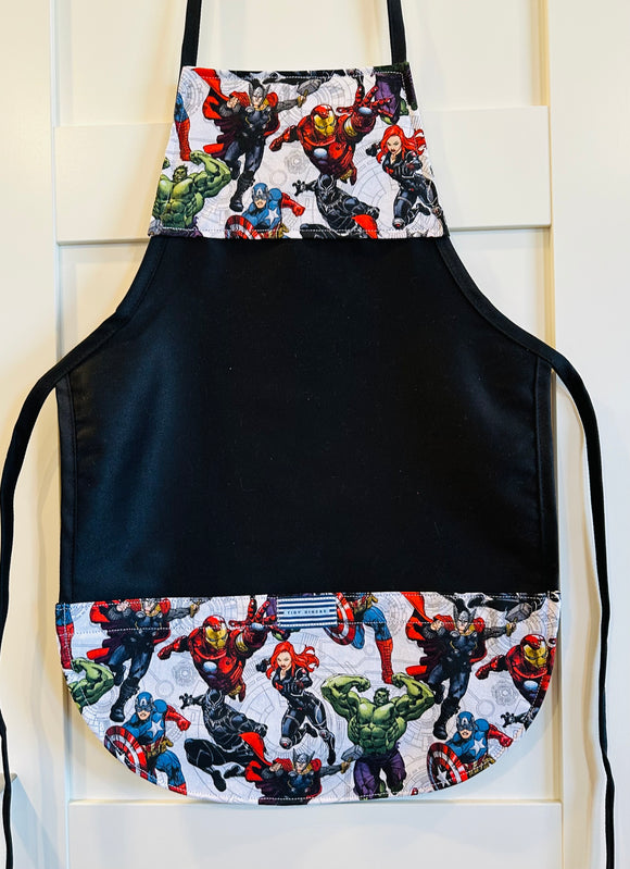 Superheroes in Action  Black Child's Apron