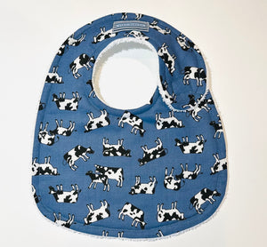 Baby Bib - Cows on Blue
