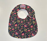 Baby Bib - Colorful Florals on Navy