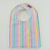 Baby Bib - Pastel Striped Seersucker