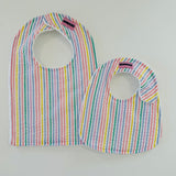 Baby Bib - Pastel Striped Seersucker