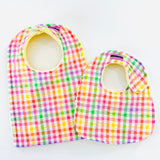 Baby Bib - Pastel Plaid Seersucker