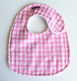 Baby Bib - Pink Big Gingham Seersucker
