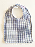 Baby Bib - Navy Blue Gingham Seersucker