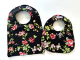 Baby Bib - Flowers on Black