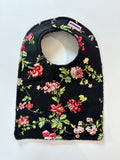 Baby Bib - Flowers on Black