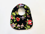Baby Bib - Flowers on Black