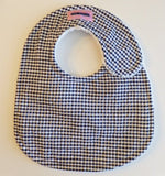 Baby Bib - Navy Blue Gingham Seersucker