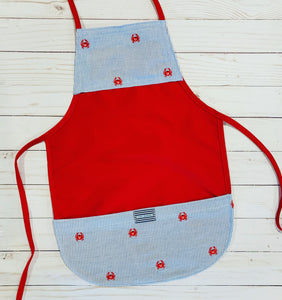 Cute Red Crabs On Red Toddler Apron