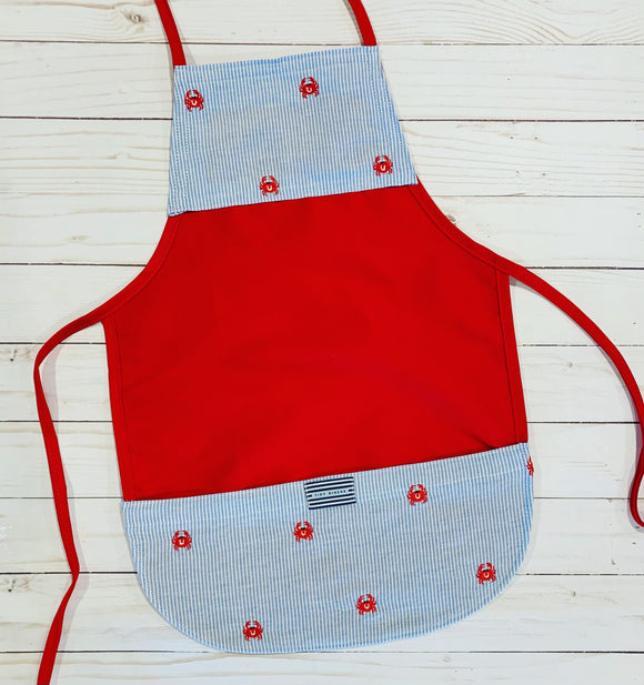 Cute Red Crabs On Red Toddler Apron