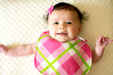 Pink & Green Big Plaid Baby Bib