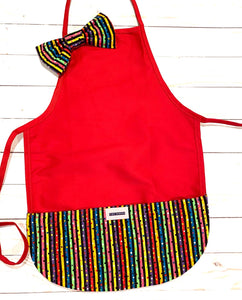 Bold Colorful & Black Stripes on Red Toddler Apron