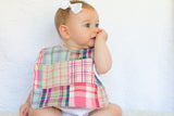 Peach and Mint Plaid Madras Baby Bib
