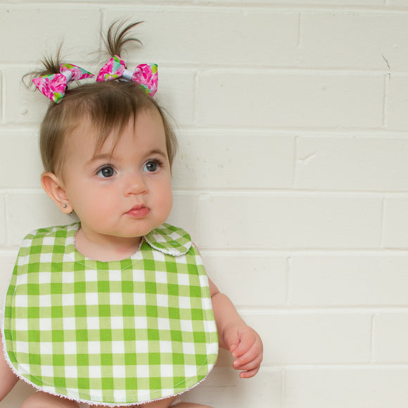 Apple Green Check Baby Bib