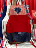 RED STRIPE, NAVY W/WHITE DOTS HEART RED TODDLER APRON