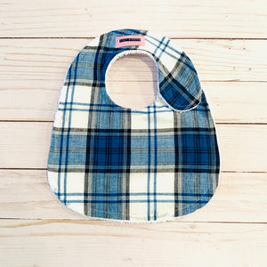 Teal Plaid Madras Baby Bib