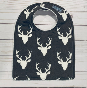 Deer Head  Silhouette On Gray Baby Bib