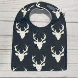 Deer Head  Silhouette On Gray Baby Bib