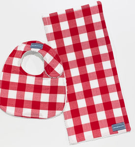 Red Buffalo Check Bib & Burp Pad Gift Set
