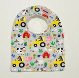 Farm Animals on Gray Baby Bib