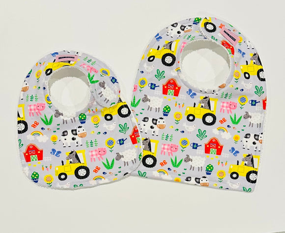 Farm Animals on Gray Baby Bib