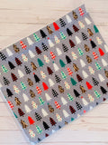 Decorative Trees on Gray Flannel Blanket