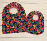 Bright Hearts with Pink Terry Baby Bib
