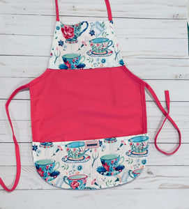 TEA PARTY TIME PINK TODDLER APRON