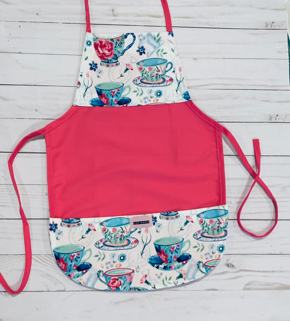 TEA PARTY TIME PINK TODDLER APRON