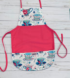 TEA PARTY TIME PINK TODDLER APRON