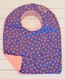 LIL PINK FLOWERS ON PURPLE BABY BIB