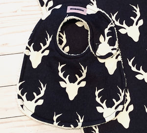 Deer Head  Silhouette On Gray Baby Bib