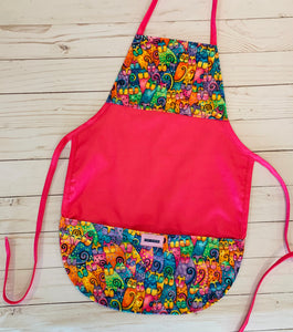 Colorful Cats on Pink Toddler Apron